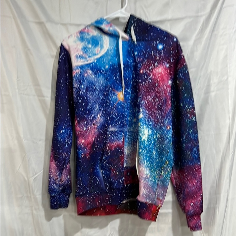 Blue and Pink Cosmic Sweatshirt with Hood